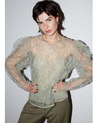 & Other Stories - Sheer Embroidered Organza Blouse - Lyst