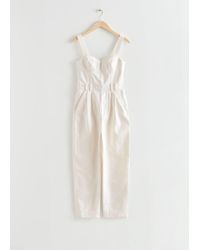 & Other Stories Sleeveless Bustier Jumpsuit - White