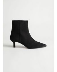 & Other Stories Suede Kitten Heel Ankle Boots - Black