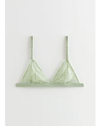& Other Stories Floral Lace Soft Triangle Bra - Green