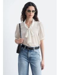 & Other Stories - Printed Tie-Neck Silk Blouse - Lyst