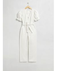 & Other Stories - Puff Sleeve V-neck Jumpsuit - Lyst