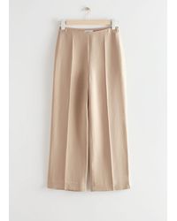 & Other Stories Cropped Press Crease Lyocell Trousers - Natural