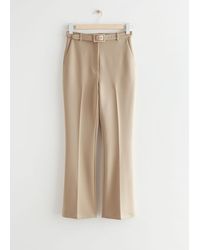 & Other Stories Belted Stretch Kick Flare Trousers - Natural