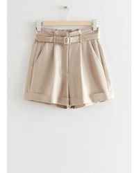 & Other Stories Belted Shorts - Natural