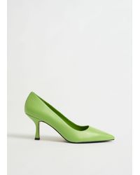 & Other Stories Classic Pointed Leather Pumps - Green
