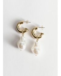 & Other Stories - Pearl Pendant Mini Hoop Earrings - Lyst