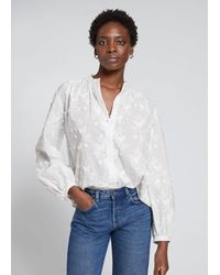 & Other Stories Voluminous Stand Collar Blouse - White