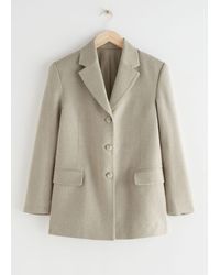 & Other Stories Relaxed Long Silk Blazer - Natural