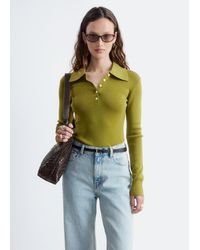 & Other Stories - Rib-Knit Merino Wool Polo Top - Lyst