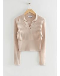 & Other Stories - Slim Collared Rib Knit Top - Lyst