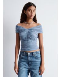 & Other Stories - Ruched V-Neck Mesh Top - Lyst