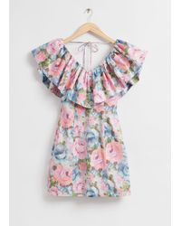 & Other Stories - Fitted V-neck Frilled Detail Dress - Lyst