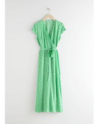 midi wrap dress green