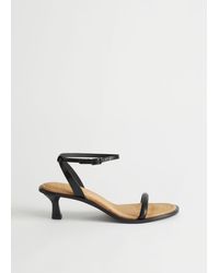 & Other Stories Strappy Kitten Heel Leather Sandals - Black