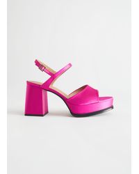 & Other Stories Flared Heel Platform Sandals - Pink