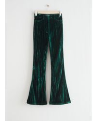 & Other Stories Flared Velvet Pants - Green