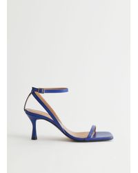 & Other Stories Strappy Leather Heeled Sandal - Blue