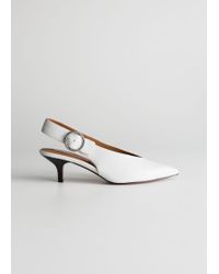 & Other Stories Pointed Slingback Kitten Heels - White