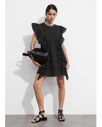 & Other Stories - Embroidered Ruffle Mini Dress - Lyst