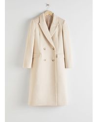 & Other Stories Double Breasted Snake Print Coat - Natural