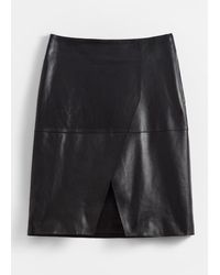 & Other Stories - Slit-Detailed Leather Mini Skirt - Lyst