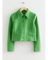 & Other Stories Buttoned Tweed Jacket - Green