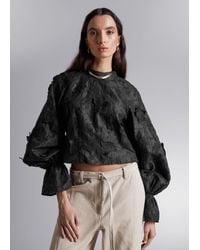 & Other Stories - Cropped Floral-appliqué Blouse - Lyst