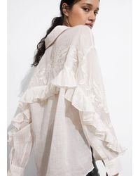 & Other Stories - Embroidered Frill-trimmed Shirt - Lyst
