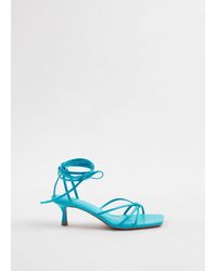 & Other Stories Strappy Kitten Heel Leather Sandals - Blue