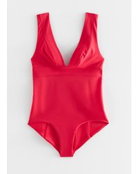 & Other Stories V-cut Swimsuit - Red