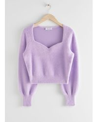 & Other Stories Cropped Sweetheart Neck Sweater - Purple