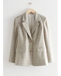 & Other Stories Fitted Checkered Blazer - Natural