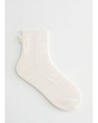 & Other Stories Butterfly Embroidered Socks - White