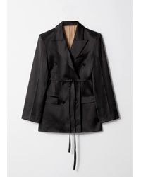 & Other Stories - Shiny Belted Wool-Blend Blazer - Lyst