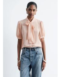 & Other Stories - Tie-Neck Silk Blouse - Lyst