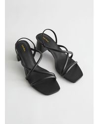 & Other Stories Chunky Strap Heeled Leather Sandals - Black