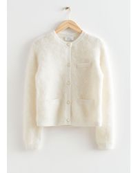 & Other Stories Relaxed Fluffy Knit Cardigan - White