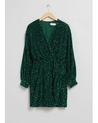 & Other Stories - Wrap-effect Sequin Mini Dress - Lyst
