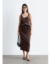 & Other Stories - Drawstring Satin Midi Skirt - Lyst