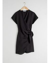 cupro blend mini wrap dress