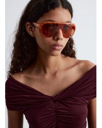 & Other Stories - Ruched V-Neck Mesh Top - Lyst