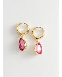 & Other Stories - Glass Stone Pendant Hoop Earrings - Lyst