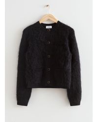 & Other Stories Relaxed Fluffy Knit Cardigan - Black