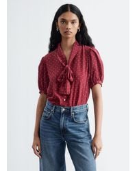 & Other Stories - Printed Tie-Neck Silk Blouse - Lyst