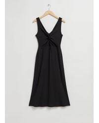 & Other Stories - Ribbed Twist-front Midi Dress - Lyst