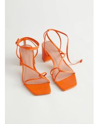 & Other Stories Strappy Heeled Leather Sandals - Natural