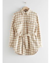 & Other Stories Oversized Belted Shirt Jacket - Natural
