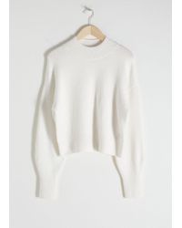 & Other Stories Cropped Mock Neck Sweater - White