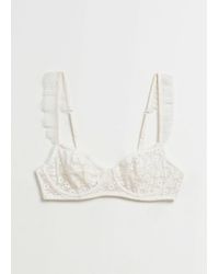 & Other Stories Pleated Frill Trimmed Underwire Bra - White